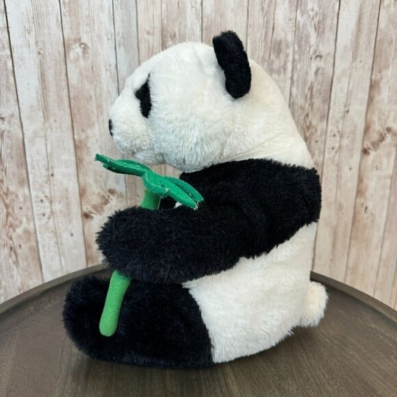 FAQ Schwarz Save the Earth Sitting Panda Bear Animal Plush Toy Black White - Picture 4 of 10